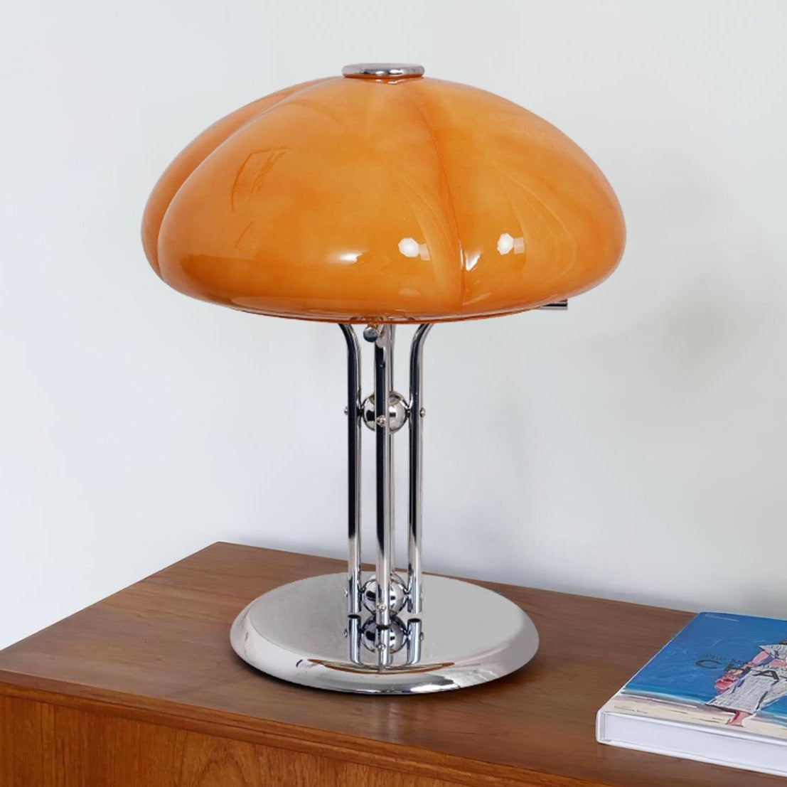 MushGlow Bauhaus Tischlampe – Modernes Pilzdesign Dimmbar Weiß Wohnzimmer