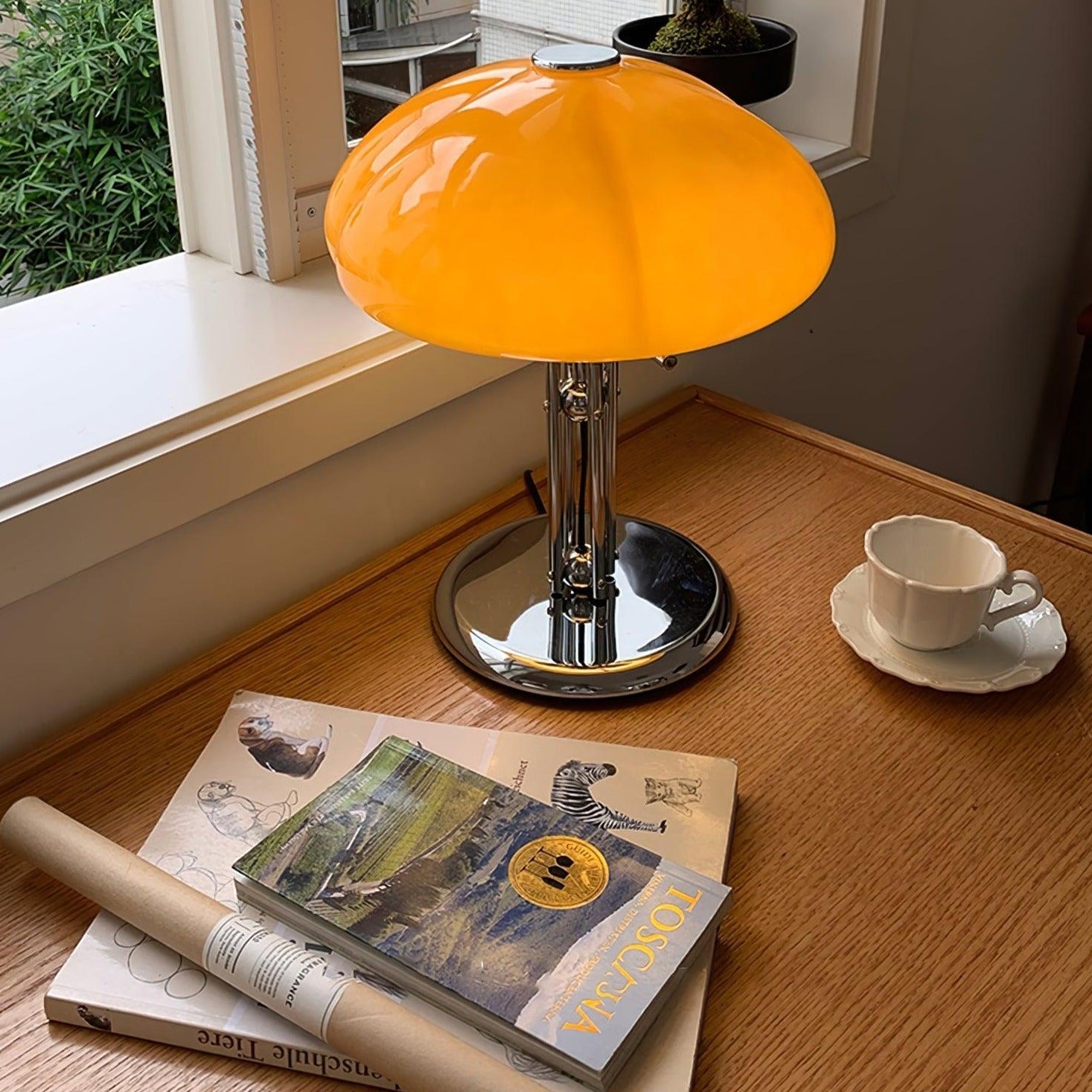 MushGlow Bauhaus Tischlampe – Modernes Pilzdesign Dimmbar Weiß Wohnzimmer