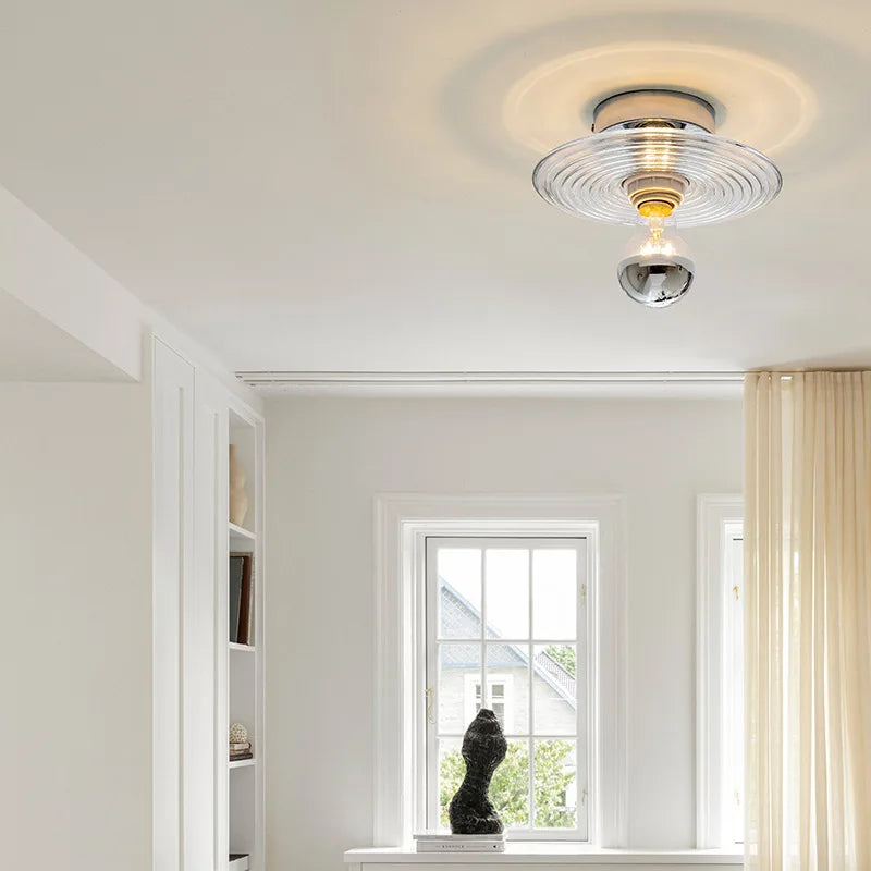 GlasLicht Wandleuchte – Vintage Stil, LED, Messingoptik, Für Flur