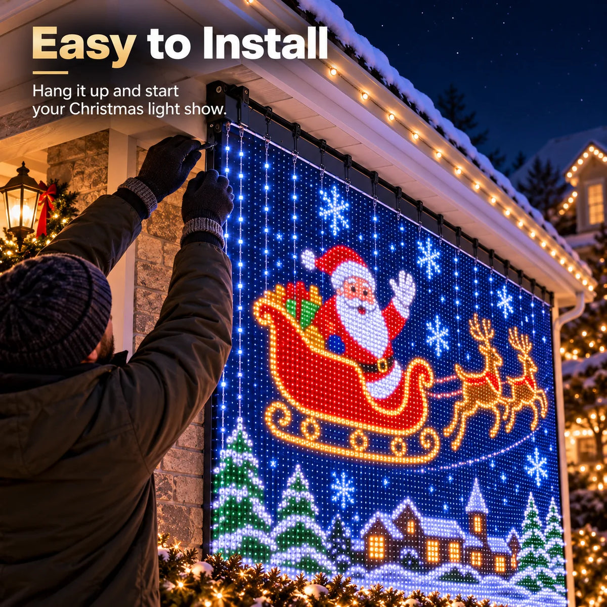 Weihnachtliche LED Hausnetz- und Outdoor-Wandvorhangbeleuchtung für festliche Stimmung 5