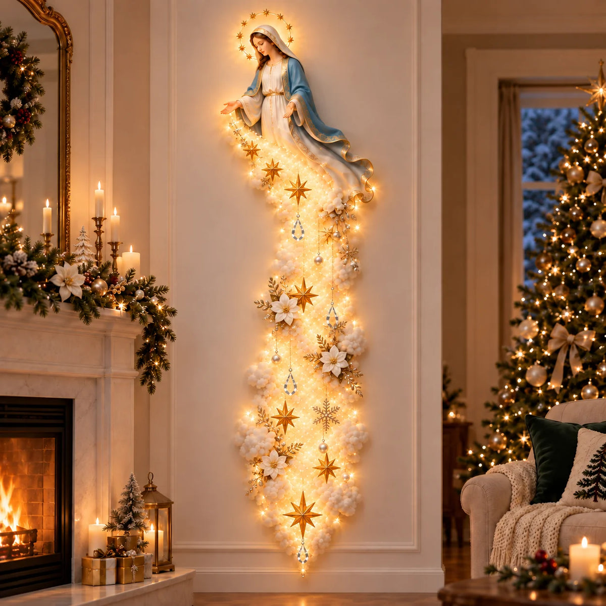 Weihnachtliche Wandleuchte Cloud Trail – Jesus, Maria & 6 Designs für Festliche Wandbeleuchtung 1