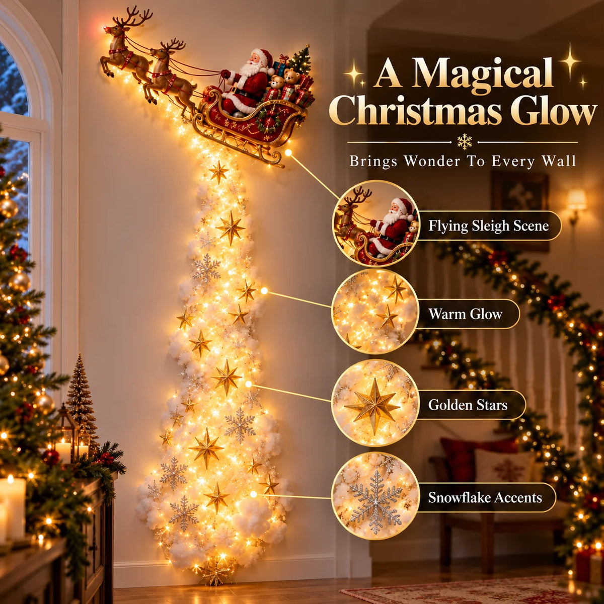 Weihnachtszauber Wandlicht – Festliches Design für Gemütliche Atmosphäre in Ihrem Zuhause 1