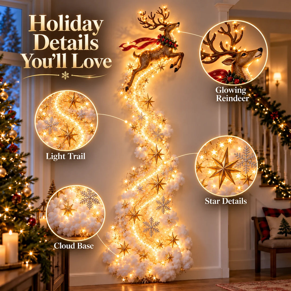 Weihnachtszauber Wandlicht – Festliches Design für Gemütliche Atmosphäre in Ihrem Zuhause 2