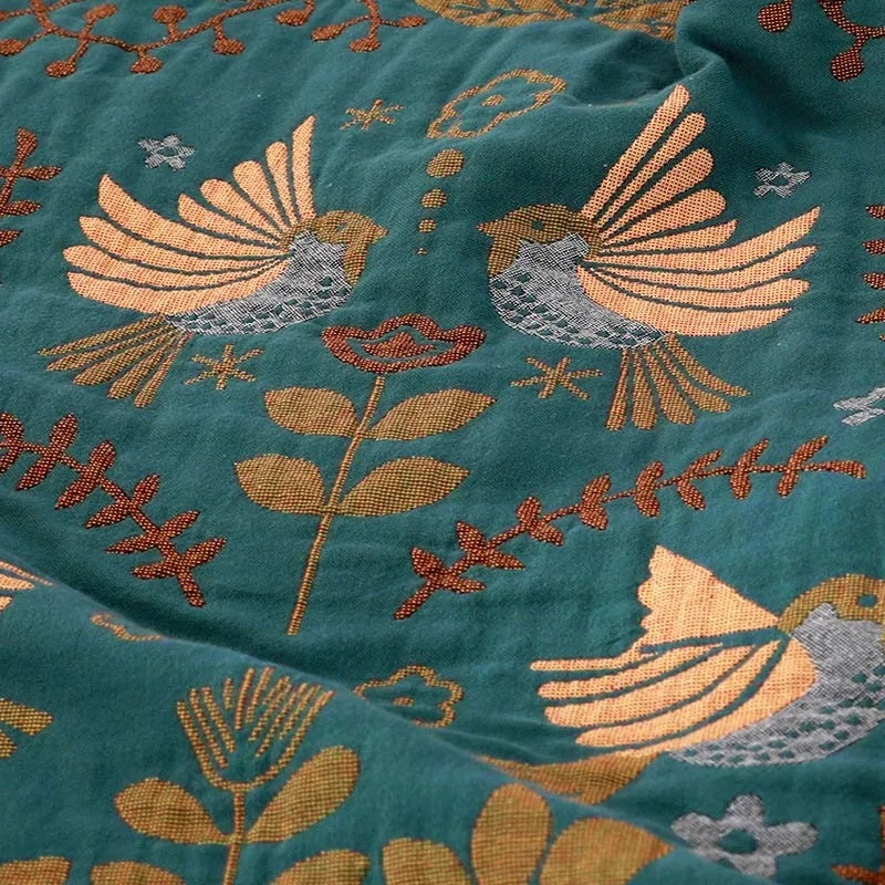 Wendedecke | Baumwolle, Vogel- und Blumenmuster 6