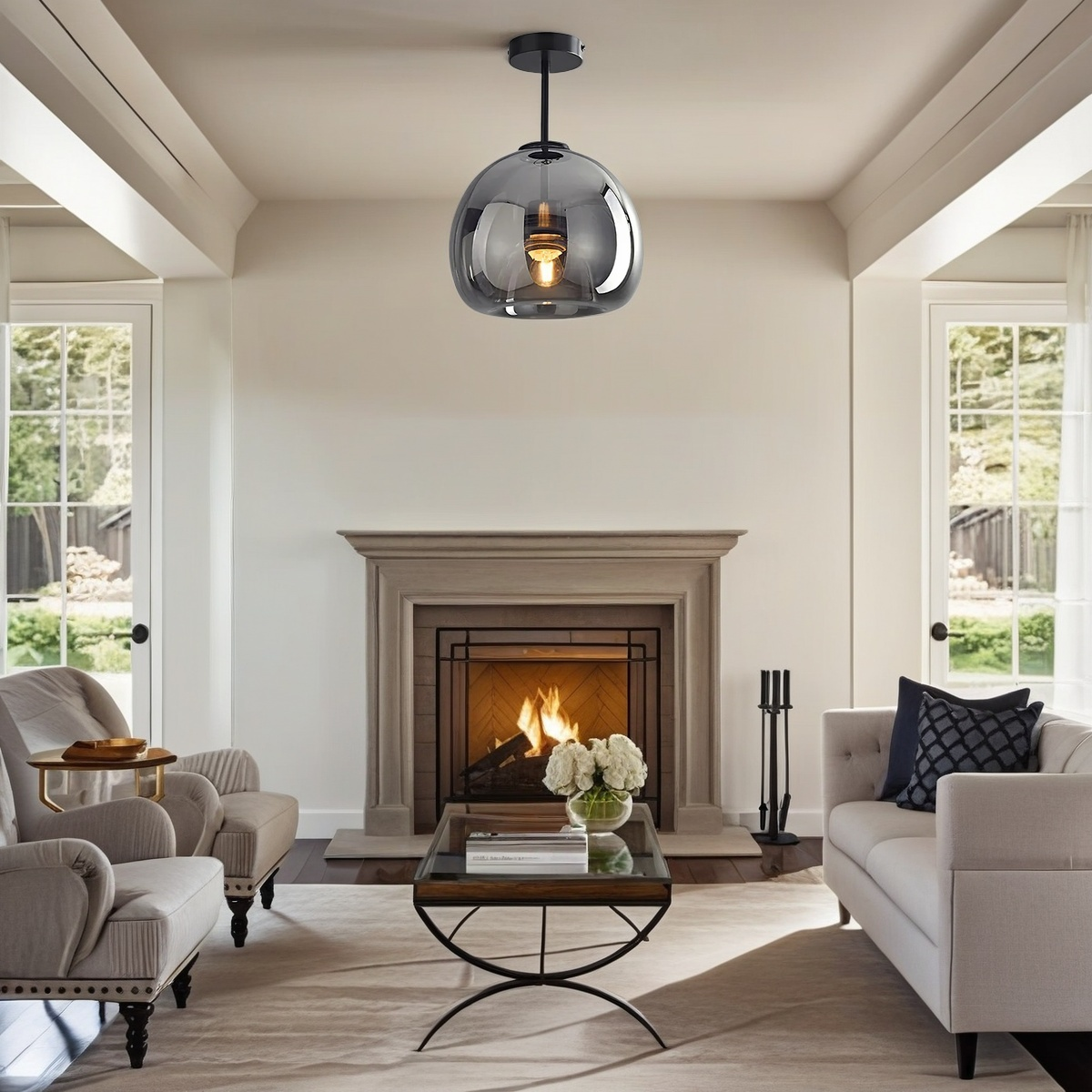 AuriLume Deckenlampe Modern Glas Kupferoptik für Wohnzimmer