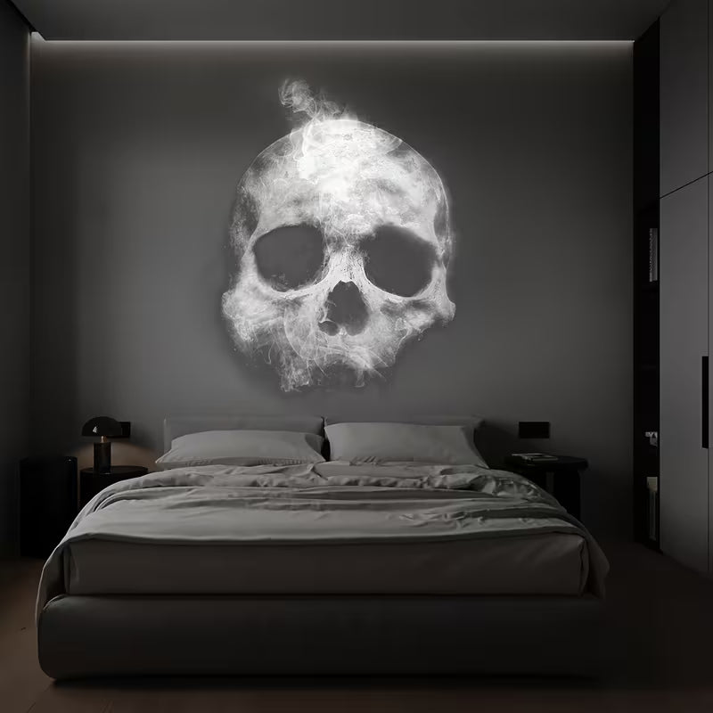 Drehbare Totenkopf LED-Projektorlampe mit USB – Verstellbares Nachtlicht für Halloween
