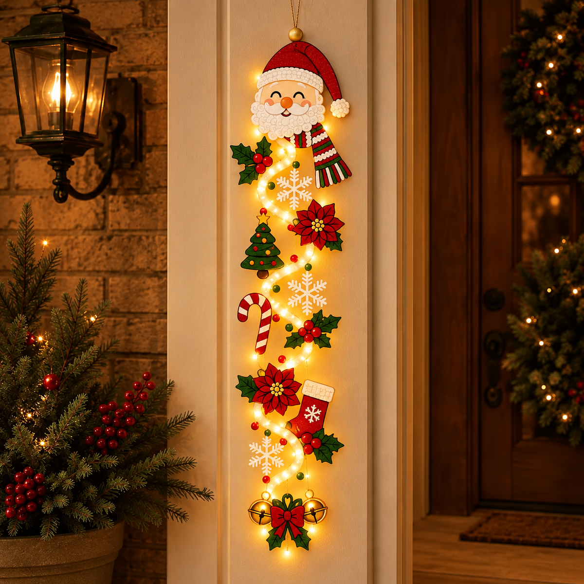 Leuchtende flache Weihnachts-Türdekoration – 2D Weihnachtsdesign