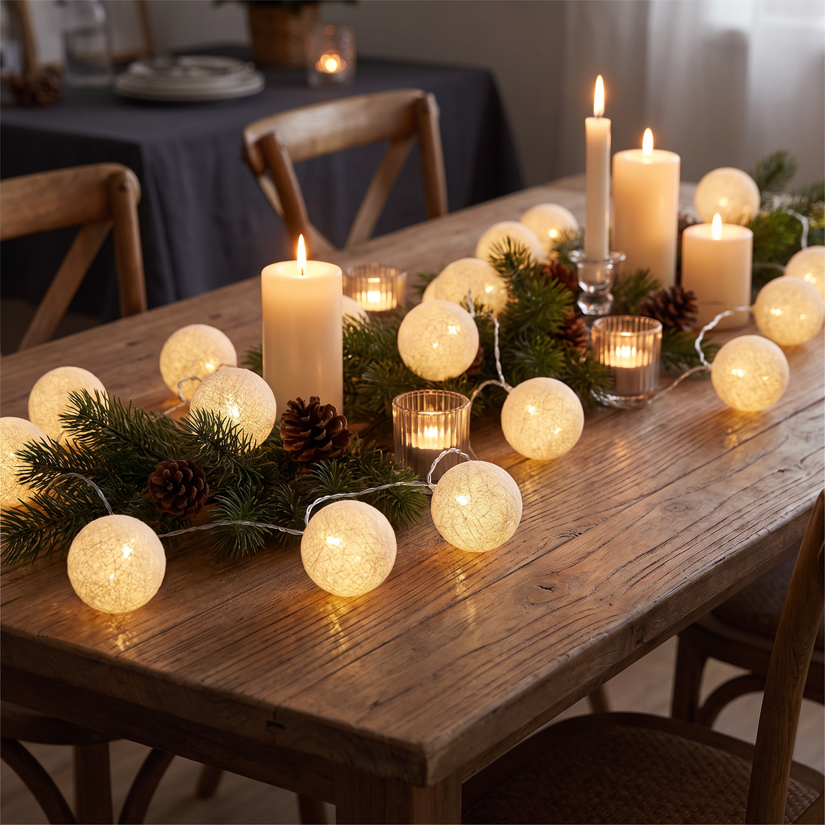 Baumwollkugel Lichterkette mit USB, LED Cotton Ball Lichterkette in fünf Farben