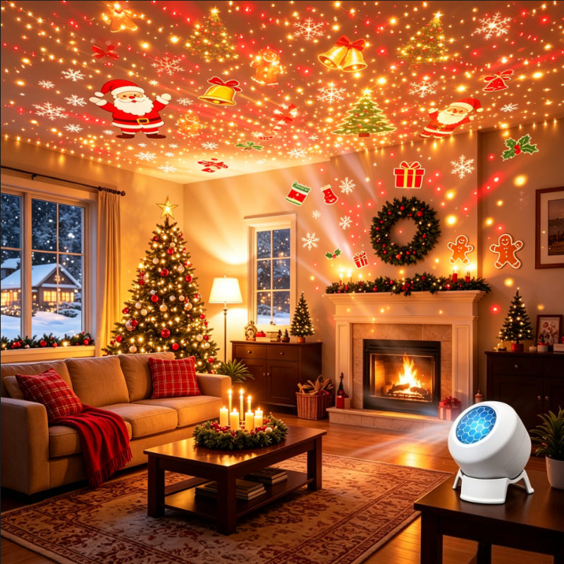 Weihnachtsprojektor Kunststoff Mehrfarbig – LED-Motive, USB, Tischdeko