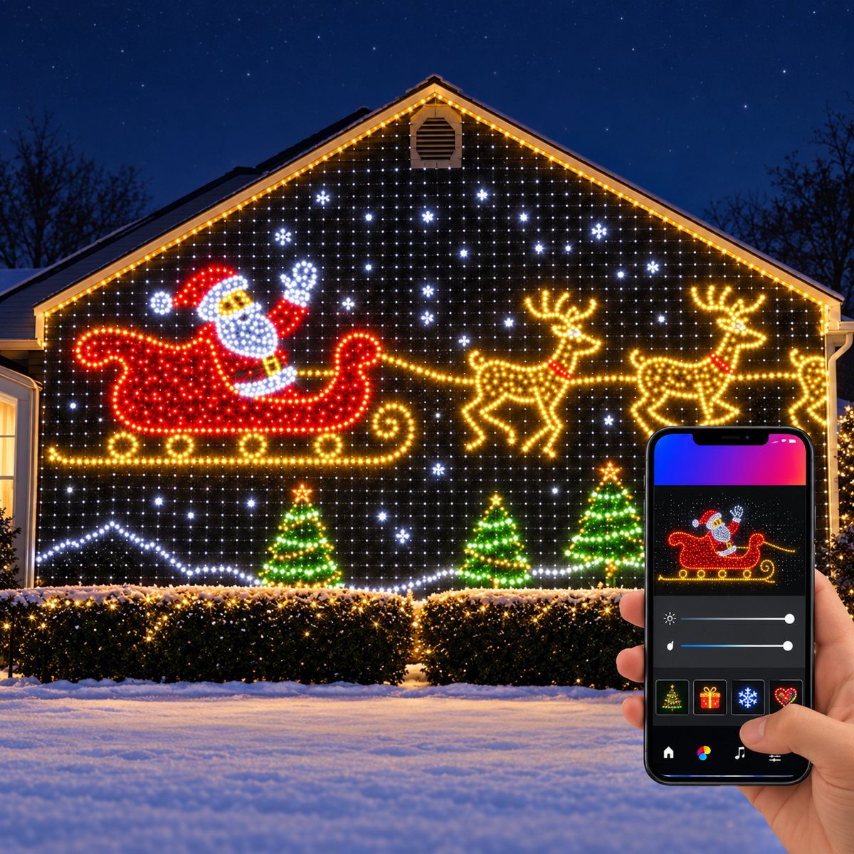 Intelligente RGB LED Pixel Vorhänge | App-gesteuerte Beleuchtung für Außenbereich Dekoration
