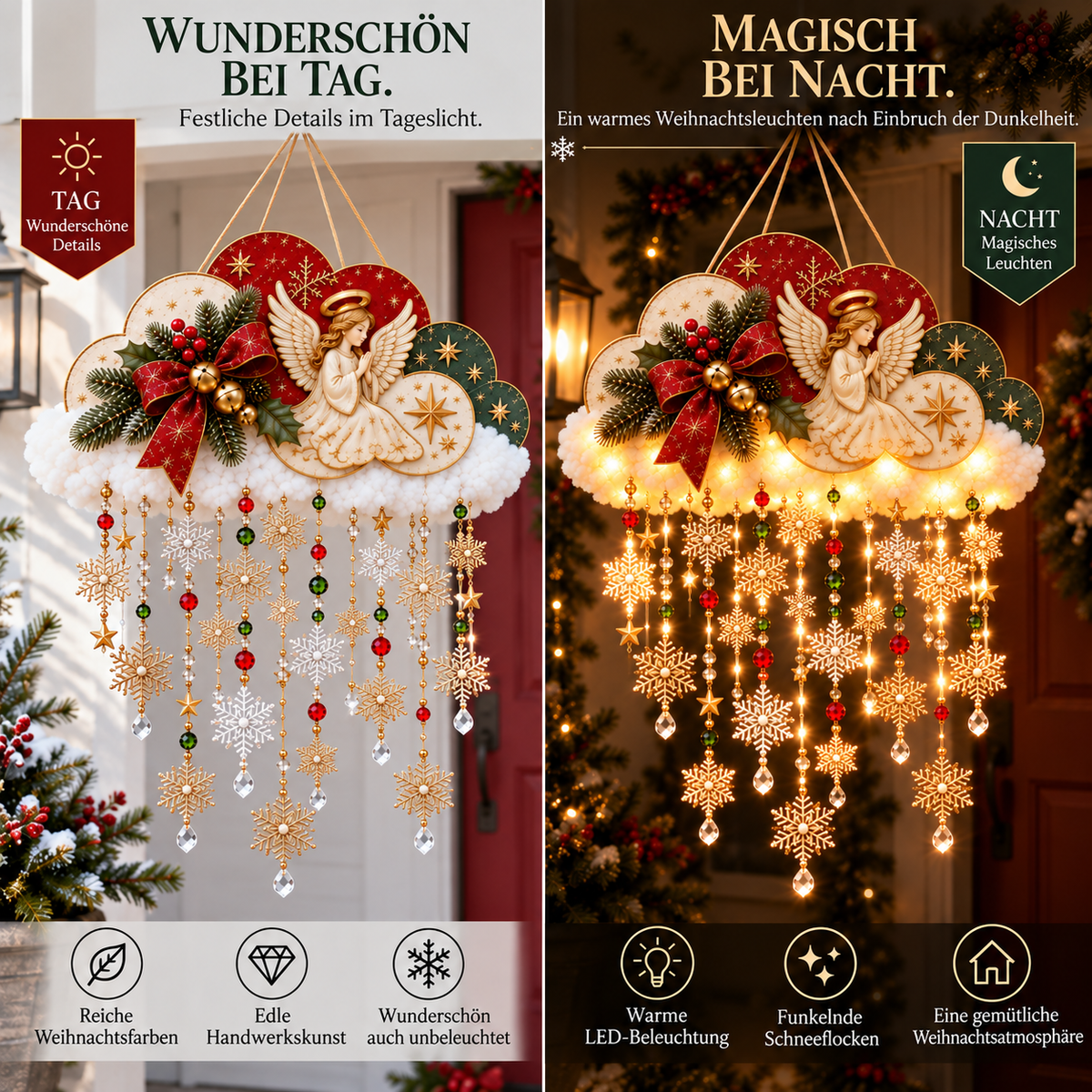 Leuchtende Weihnachts-Wanddekoration Schneeflocke