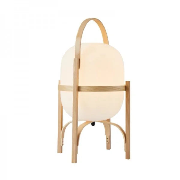 KorbLuma LED Tischlampe Boho-Stil Rattanoptik Warmlicht Terrasse