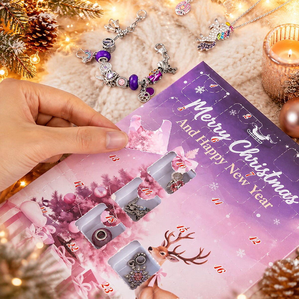 Charm Armband Adventskalender 2026 mit 24 Charms und Anhängern