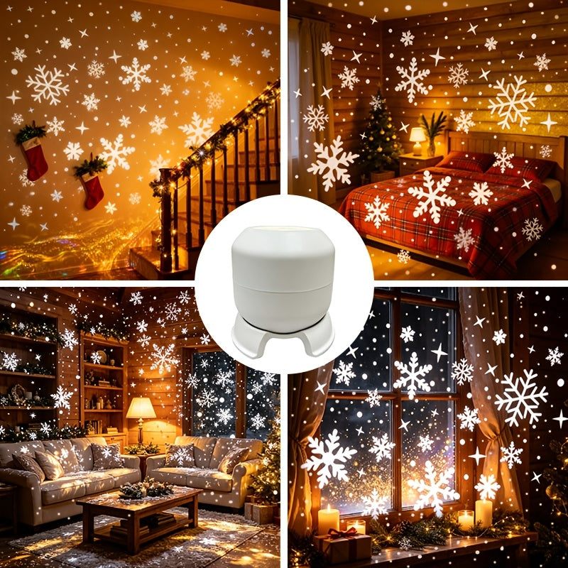 LED-Projektionslampe Weihnachten Kunststoff Bunt – 6 Motive, USB-Betrieb, Tischdeko