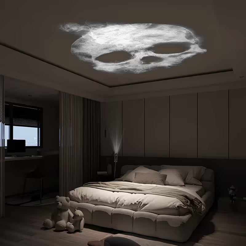 Drehbare Totenkopf LED-Projektorlampe mit USB – Verstellbares Nachtlicht für Halloween