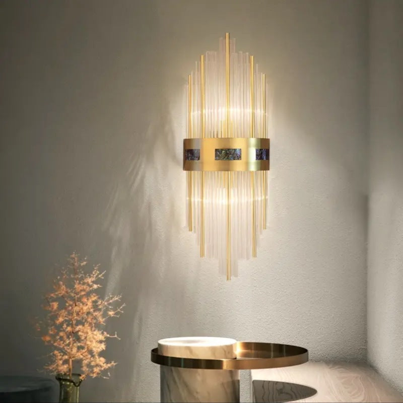Brillora LED-Wandleuchte mit Kristall – Luxus Design in Gold für Wohnzimmer