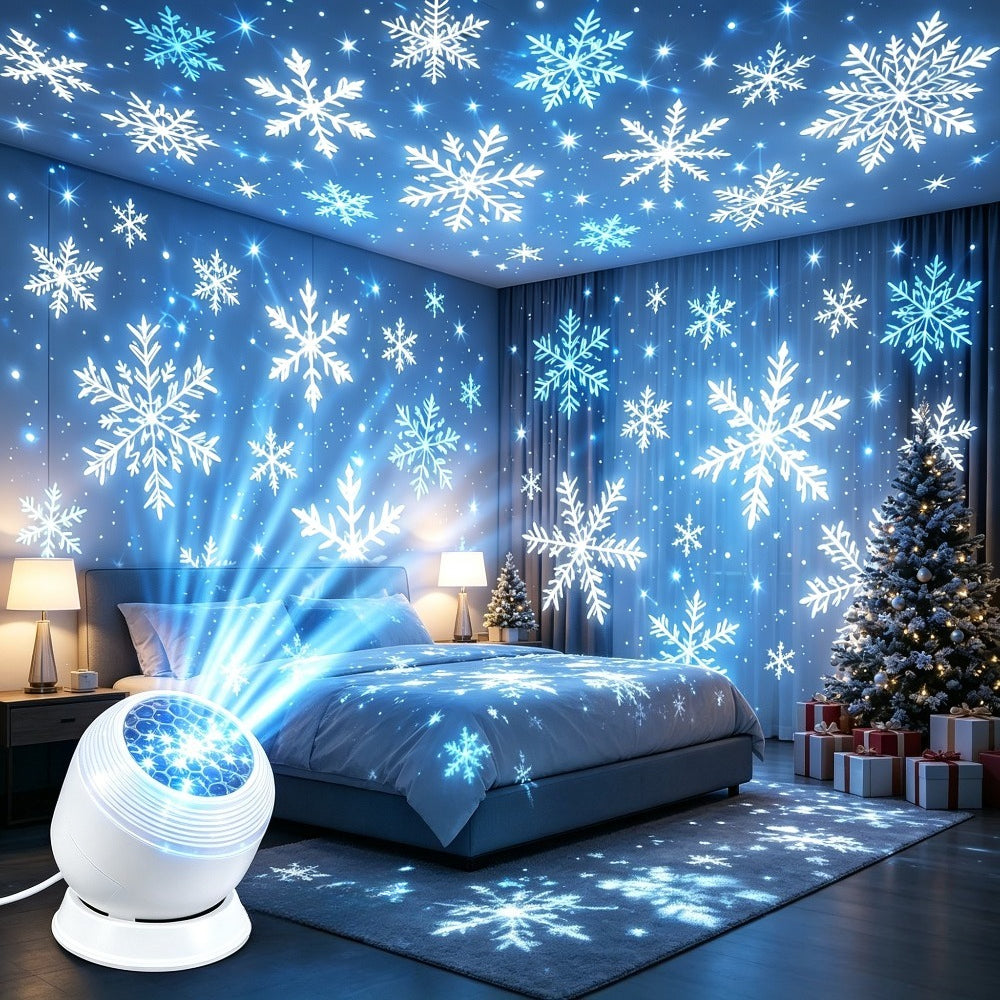 LED-Schneeflocken-Projektor Modern – 360° Drehung, USB, Sanftes Licht