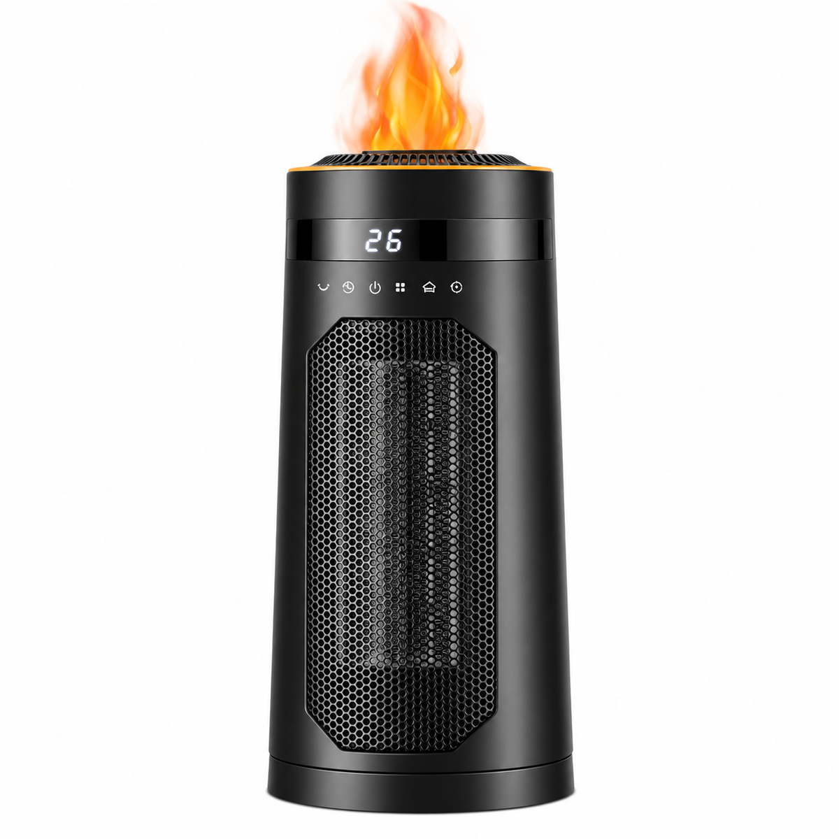Flammora Keramik-Heizlüfter 1500W mit Flammenlicht, Luftbefeuchter und Fernbedienung