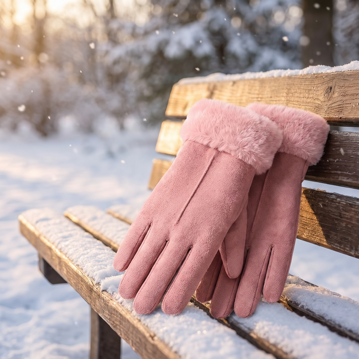 Beheizte Damenhandschuhe mit Plüschbund, 3 Heizstufen und Touchscreen-Finger für den Winter