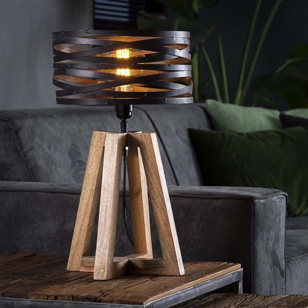 Drehlicht – Rustikale Holzlampe dimmbar Eiche Wohnzimmer