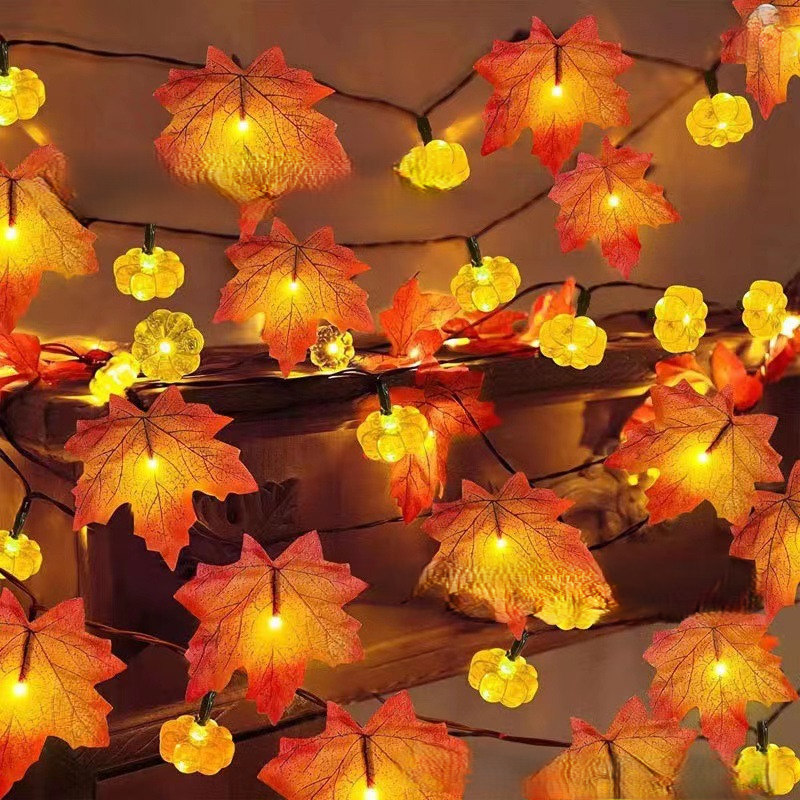 AutumnGlow Ahorn – LED Deko-Girlande warmweiß, Orange, Terrasse