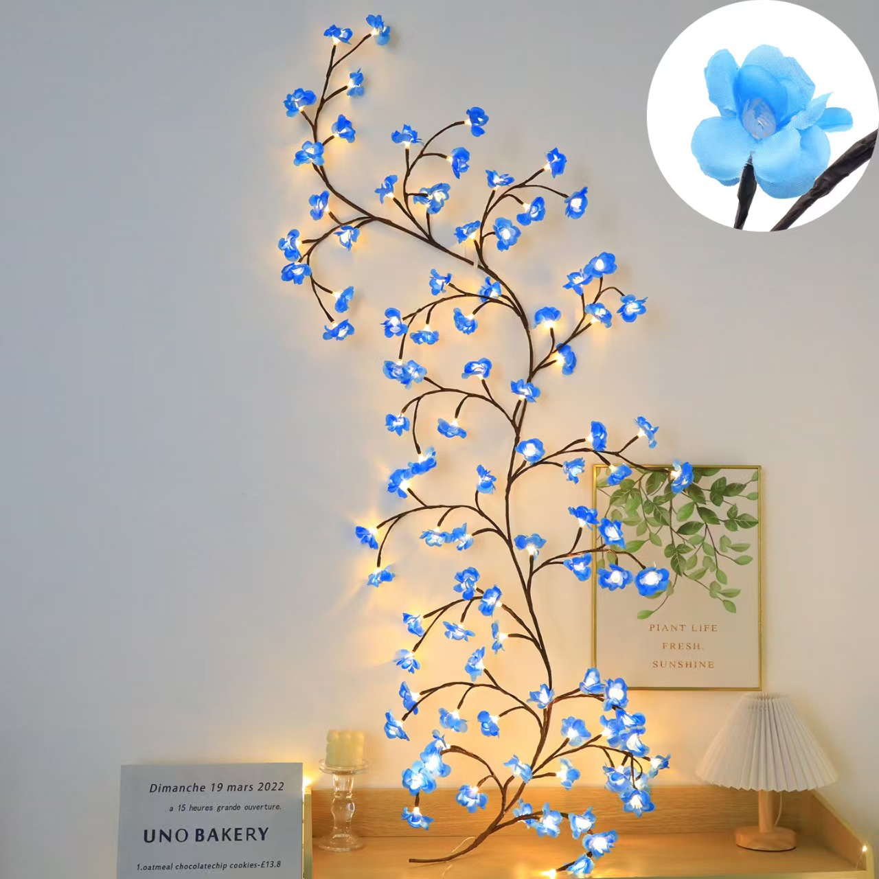 Leuchtende Eisblüten-Dekolampe in Weiß mit LED