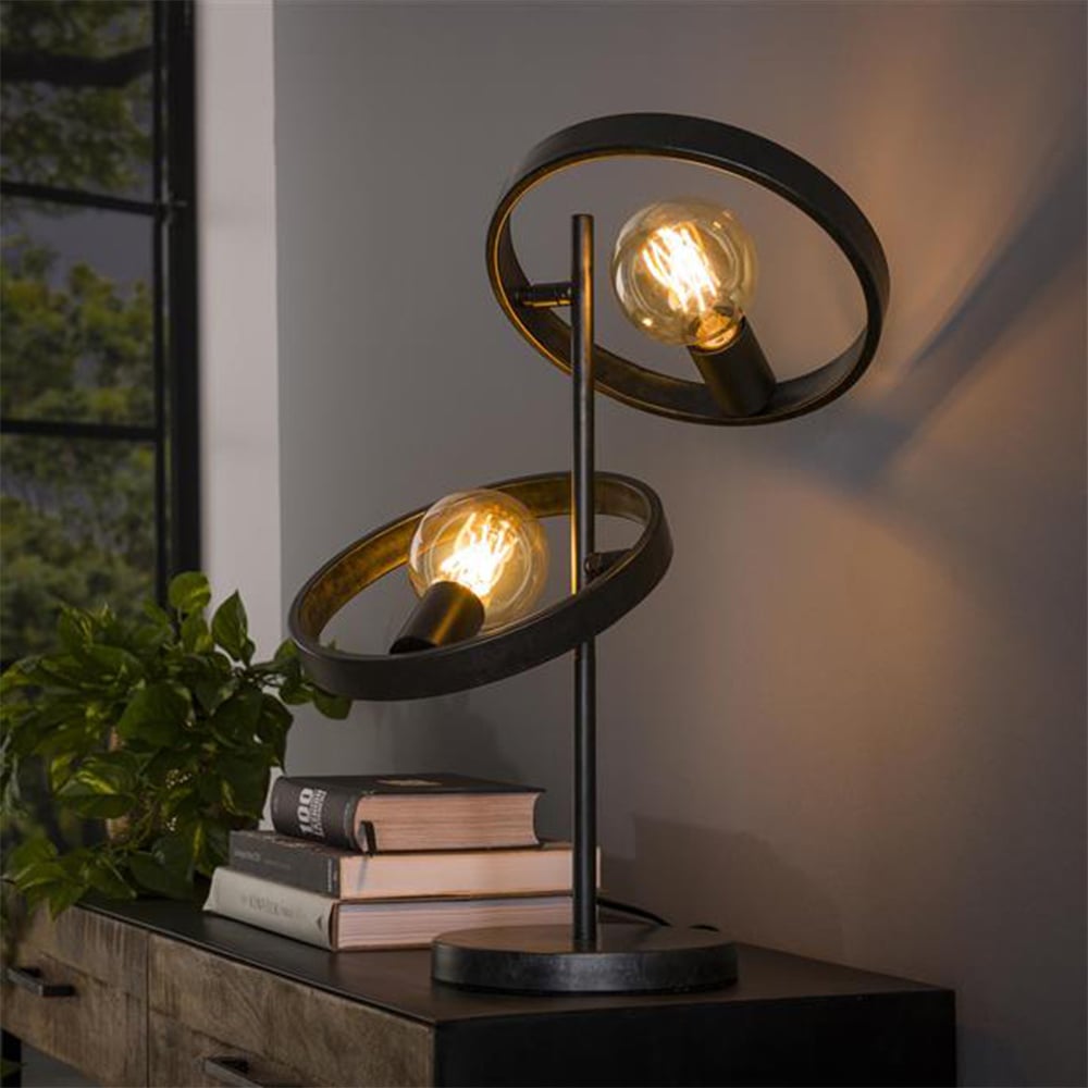LumoSteel – Moderne Metall-Tischlampe Runddesign Schwarz Wohnzimmer