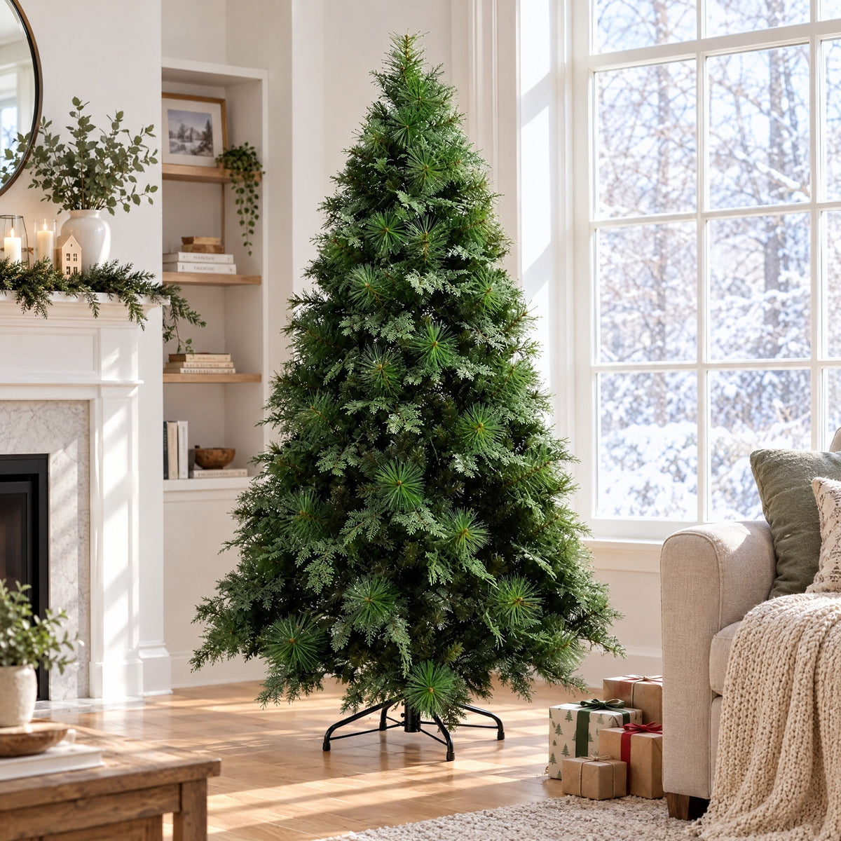 Künstlicher Weihnachtsbaum 120 bis 180 cm, dichte Kiefer mit Metallständer
