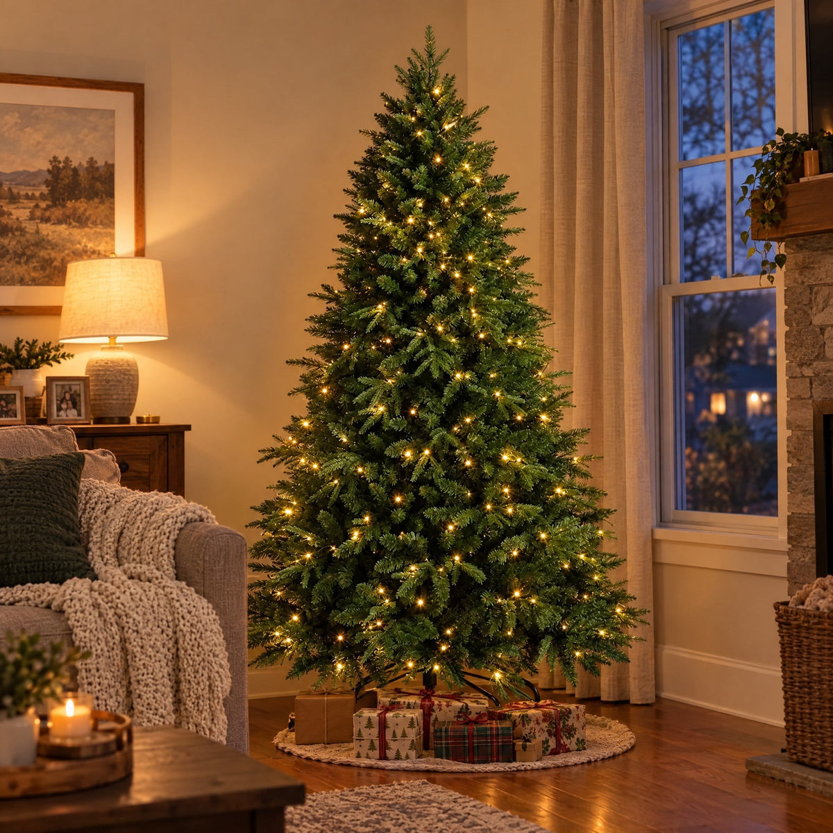 Künstlicher Weihnachtsbaum mit LED Beleuchtung 120 bis 180 cm, warmweiß