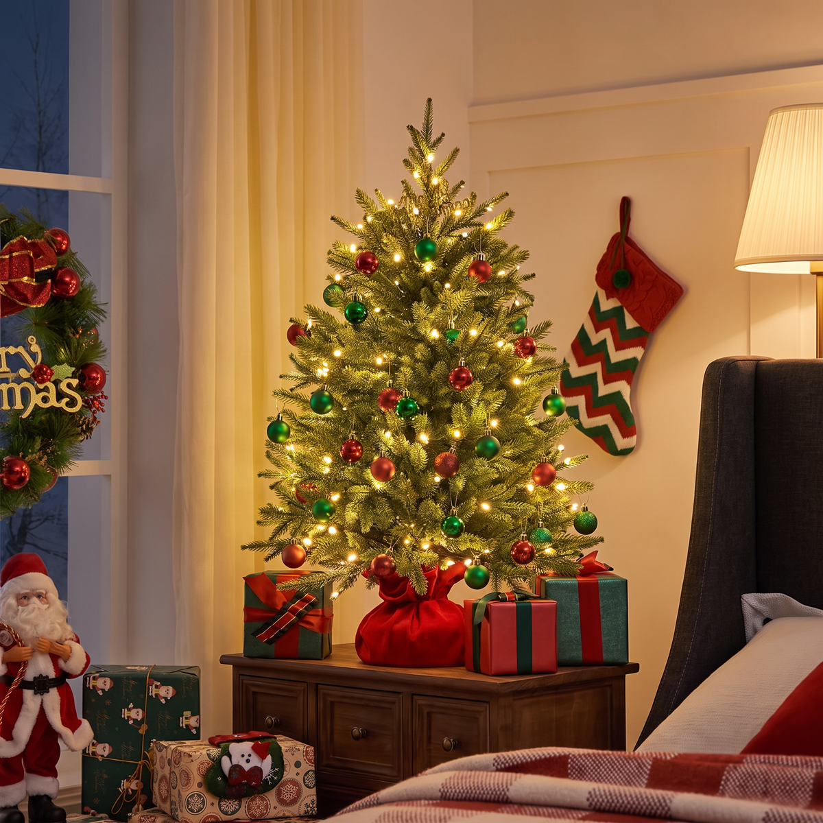 Künstlicher Weihnachtsbaum 91 cm mini Tannenbaum für den Tisch mit Betonsockel