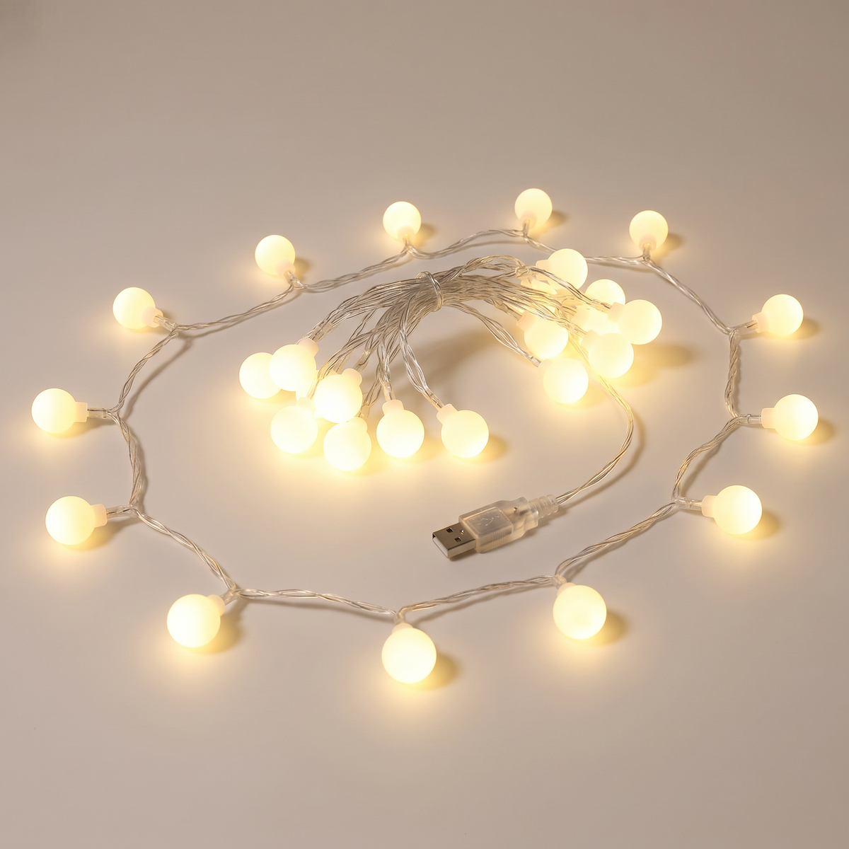 LED Kugel Lichterkette mit USB, Lichterkette mit kleinen Kugeln warmweiß oder kaltweiß