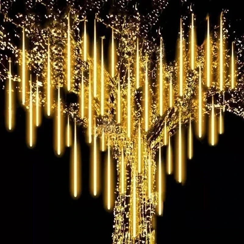 LED Meteorregen Lichterkette außen, Sternschnuppen Lichtröhren für Baum und Garten