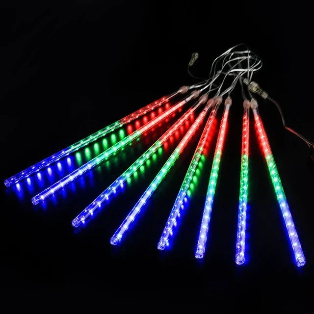LED Meteorregen Lichterkette außen, Sternschnuppen Lichtröhren für Baum und Garten