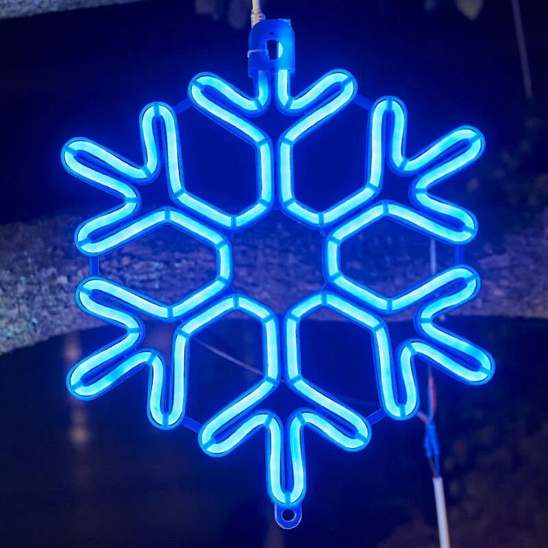 LED Schneeflocke zum Aufhängen für außen, Neon Lichtdeko für Baum, Balkon und Garten