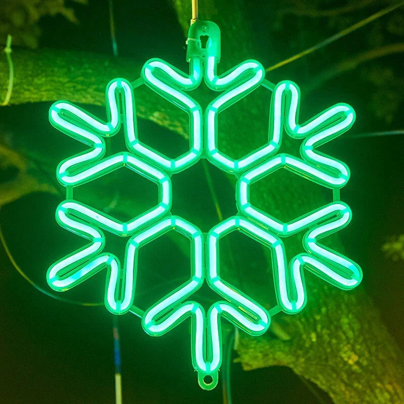 LED Schneeflocke zum Aufhängen für außen, Neon Lichtdeko für Baum, Balkon und Garten