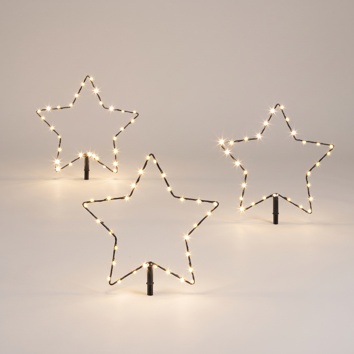 LED Stern Gartenstecker 3er Set mit 90 Micro LEDs, Weihnachtsdeko außen mit 10 m Zuleitung