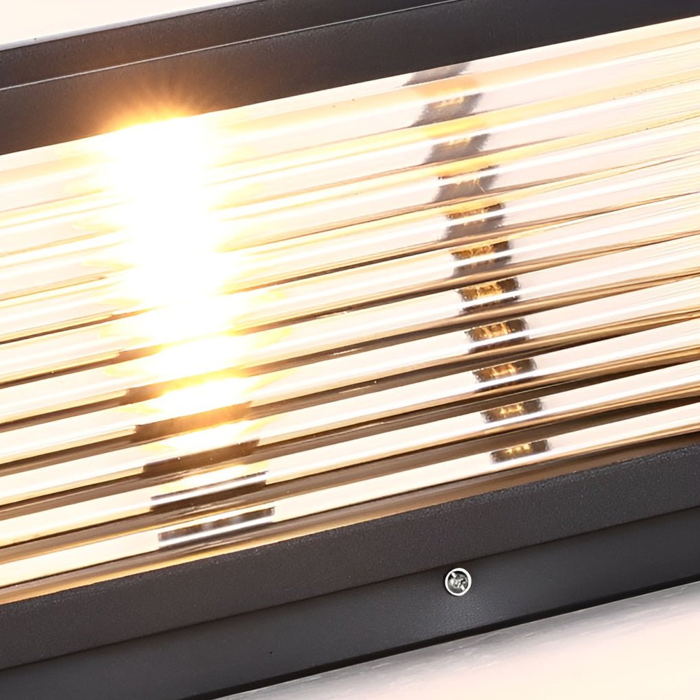 LumoPost Gartenleuchte Modern Glasrippen Schwarz