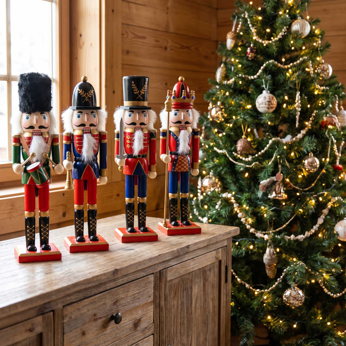 Nussknacker 30 cm aus Holz, handbemalte Nussknacker Figur als Weihnachtsdeko