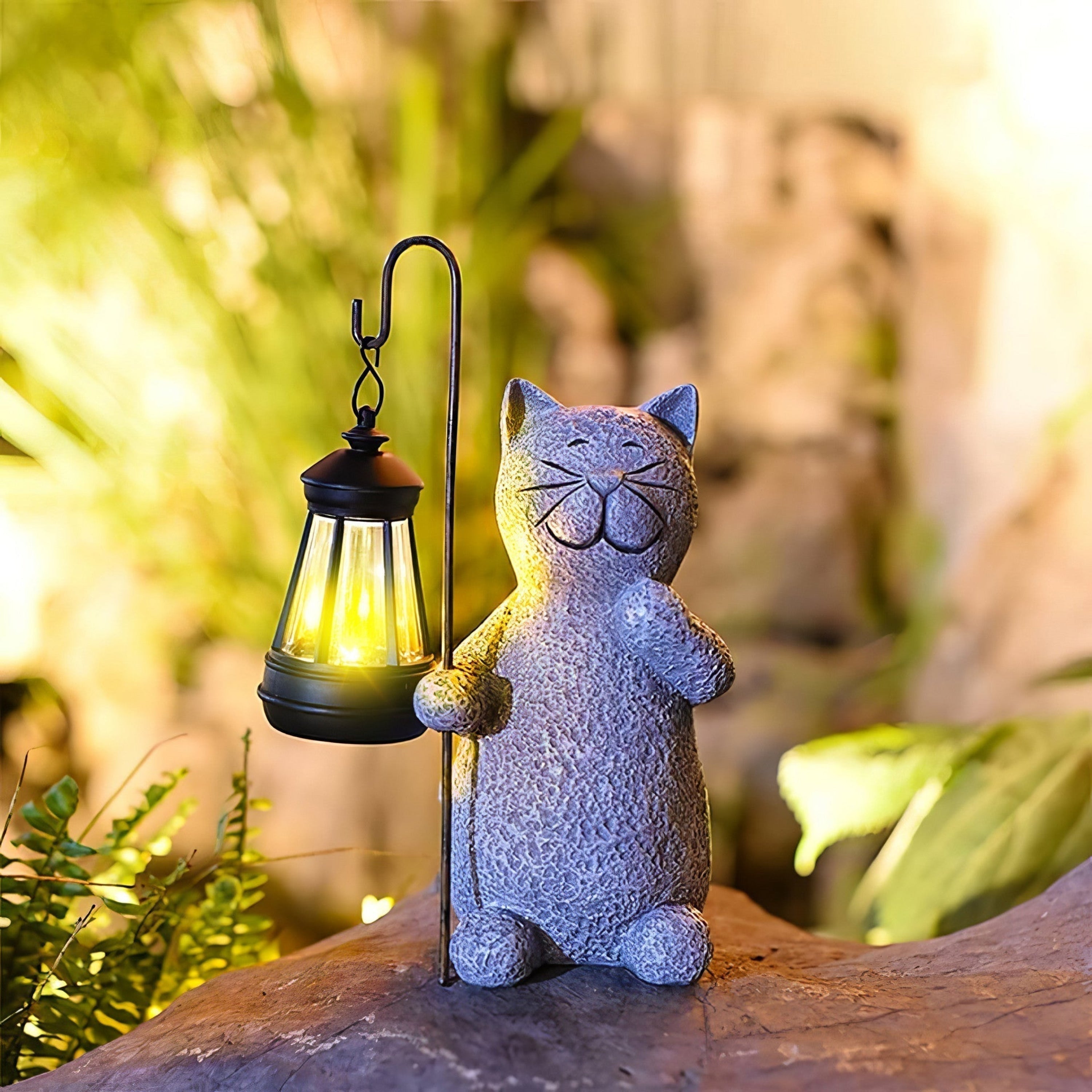 MiraKat Solar Deko Lampe – Katze, Warmlicht, Für Garten