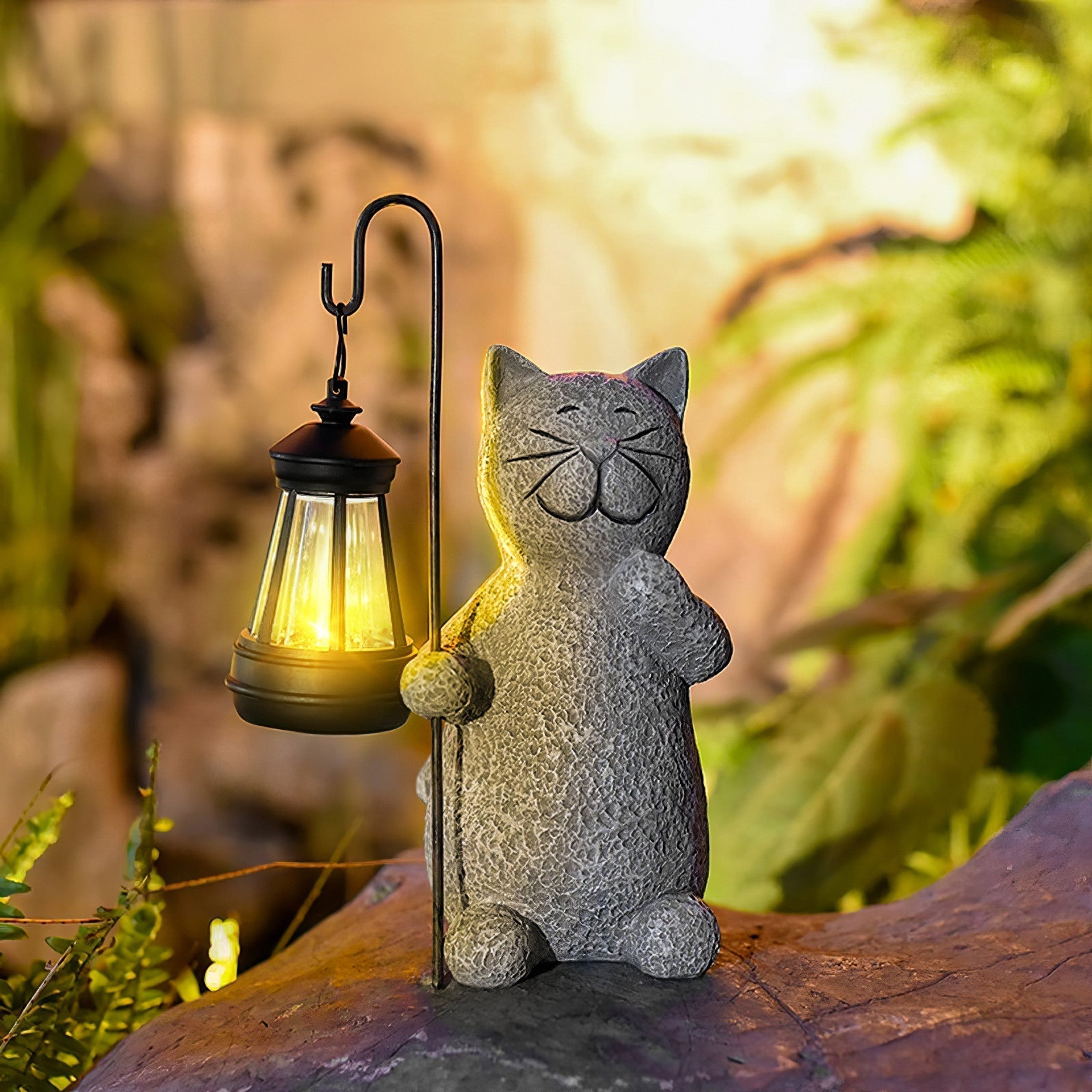 MiraKat Solar Deko Lampe – Katze, Warmlicht, Für Garten