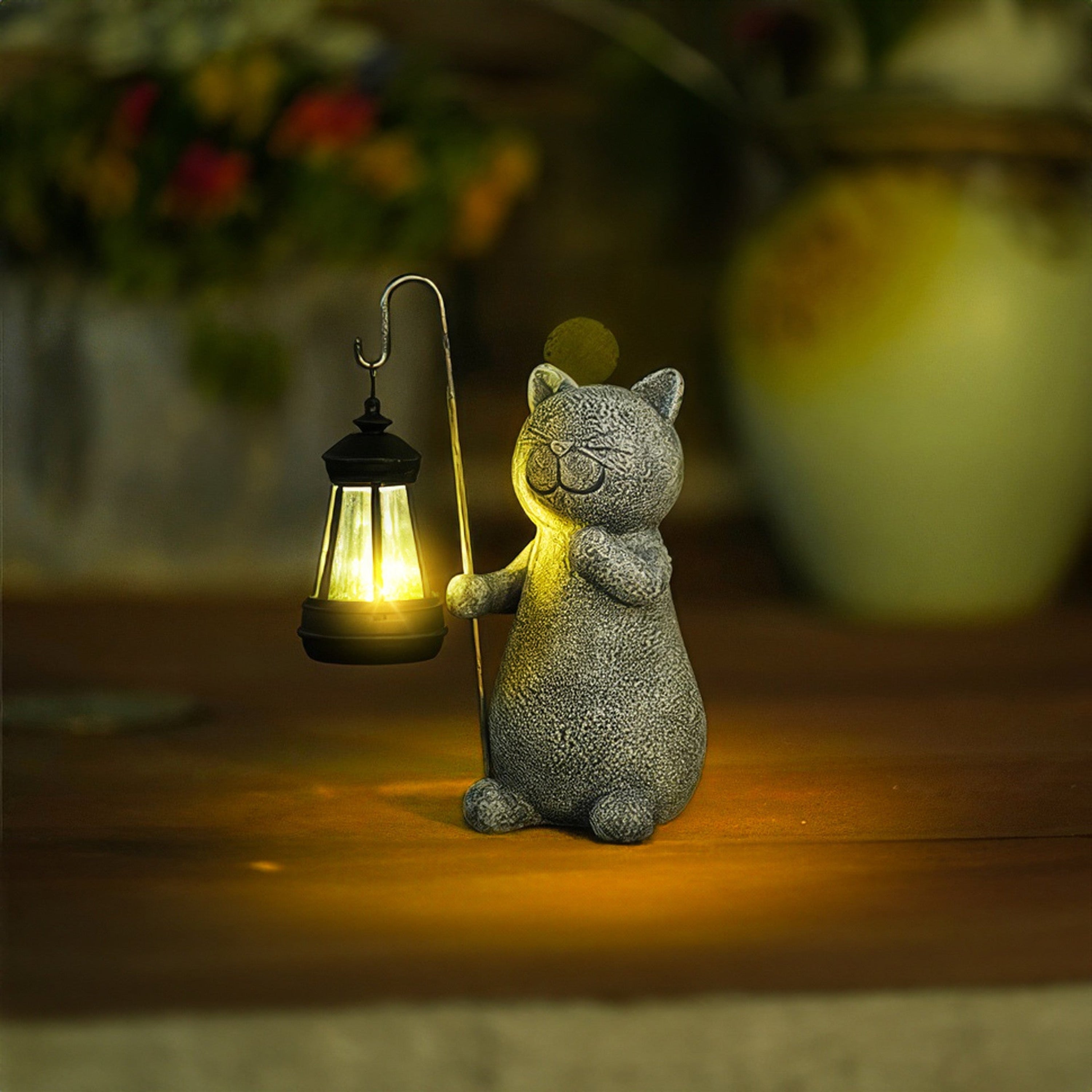 MiraKat Solar Deko Lampe – Katze, Warmlicht, Für Garten