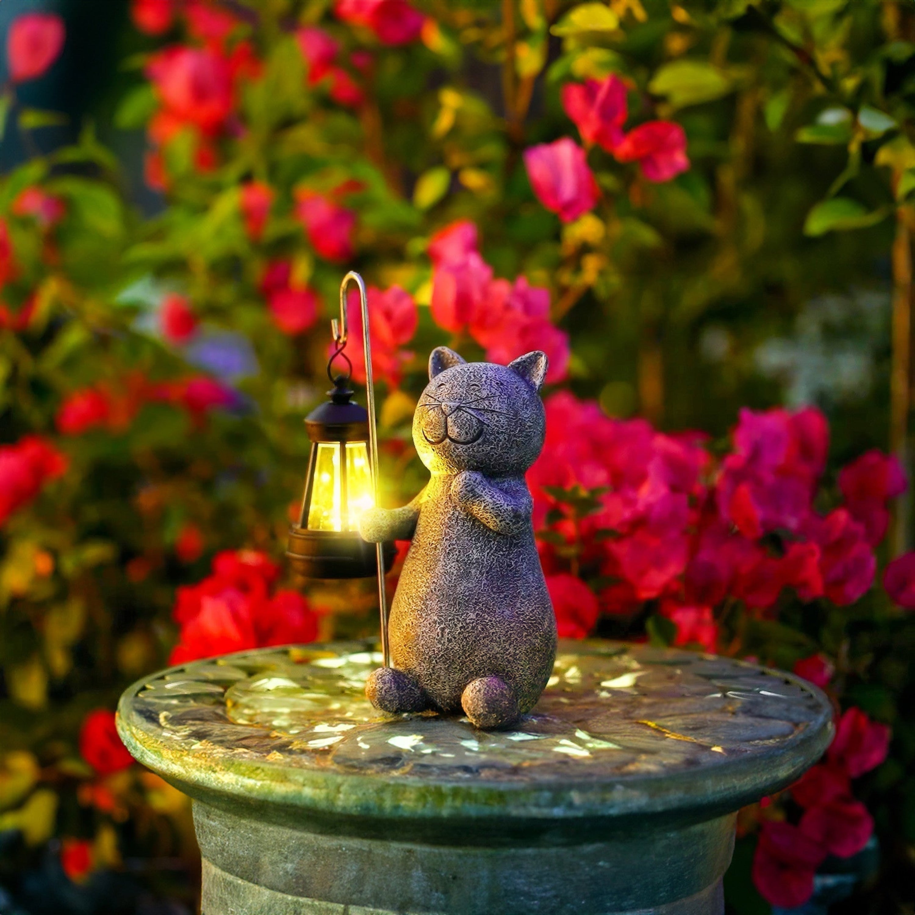 MiraKat Solar Deko Lampe – Katze, Warmlicht, Für Garten