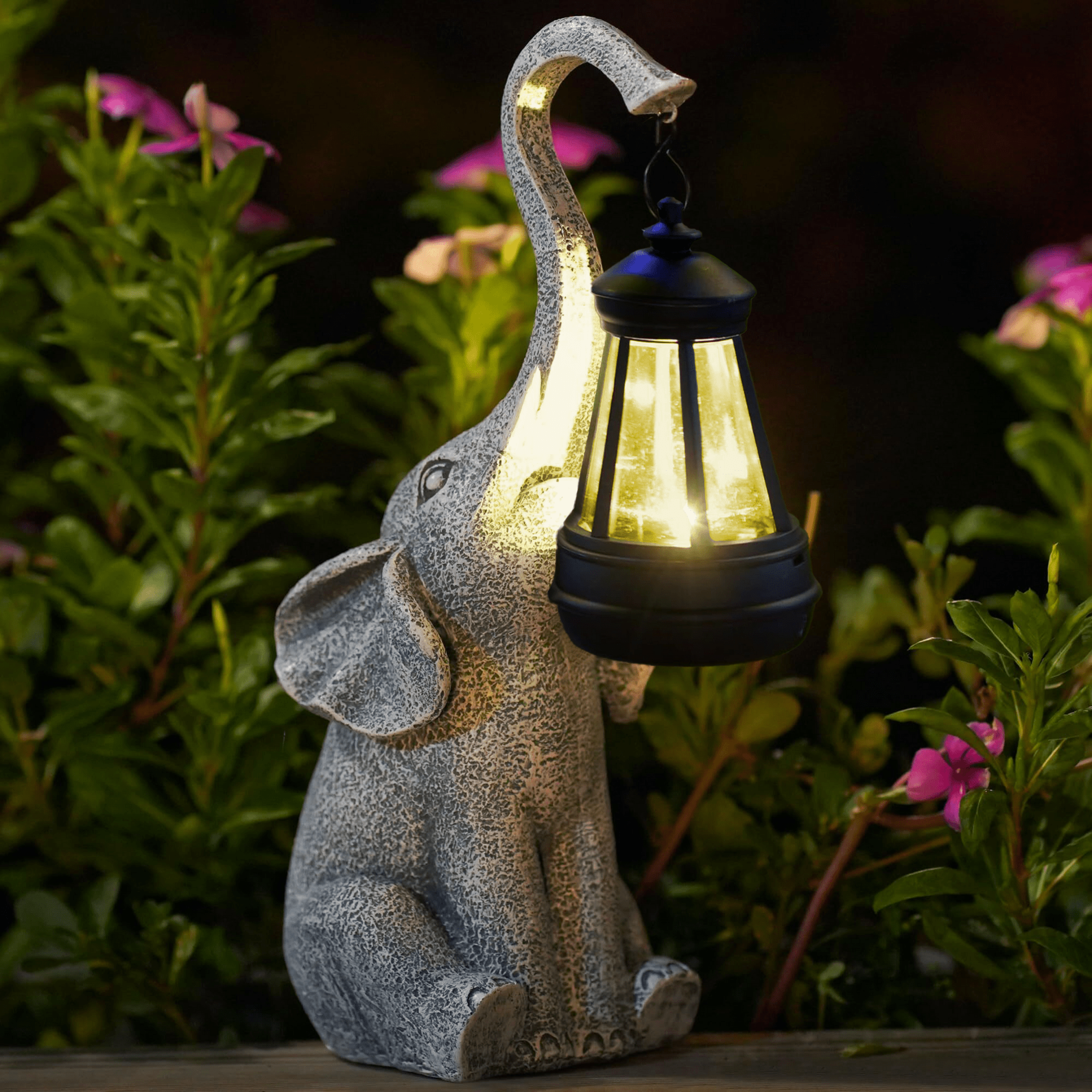 EleLux Solar Gartenlampe – Elefant Deko, Warmlicht, Für Terrasse