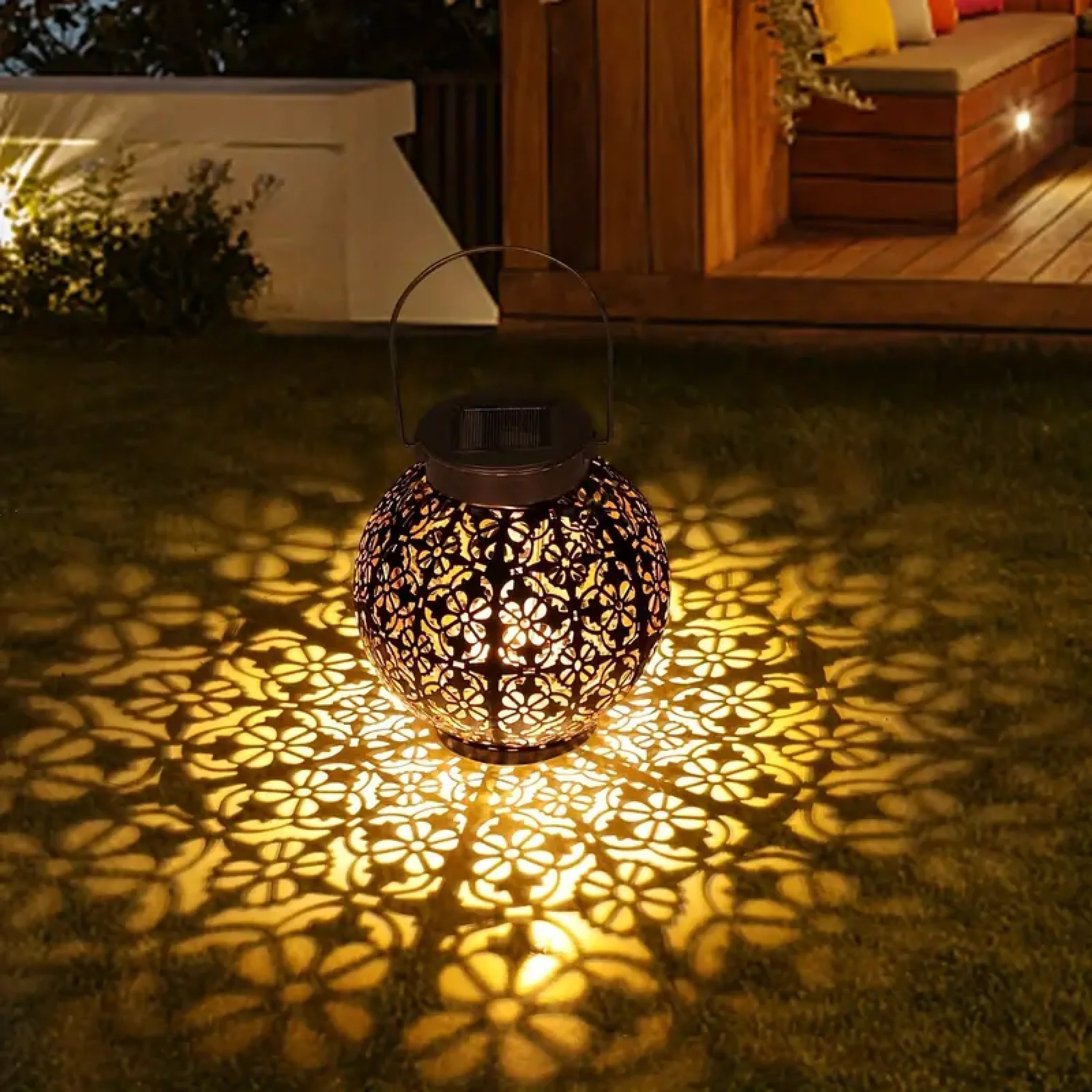 LunaGlow Solar Lampe – Modern, Rund, Warmlicht, Für Terrasse