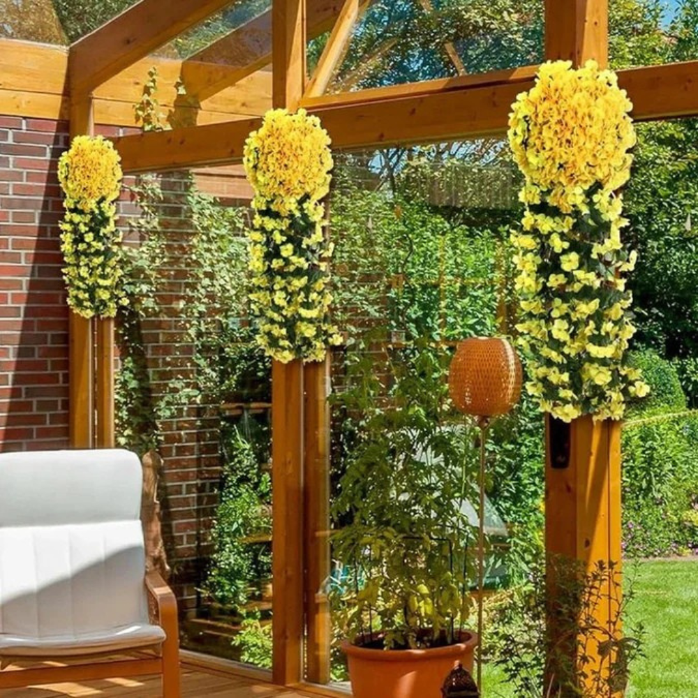 Künstliche Orchidee Cascade 90 cm aus Seidenstoff für Innen- und Außenbereich pflegeleicht