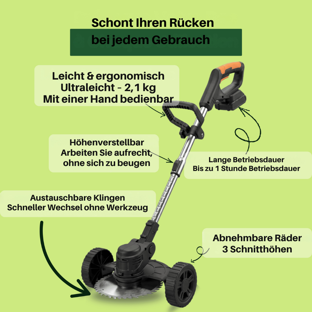 Akku Rasentrimmer 3-in-1 21V 850W – 15cm Schnittbreite – 2,1kg – Lithium Akku