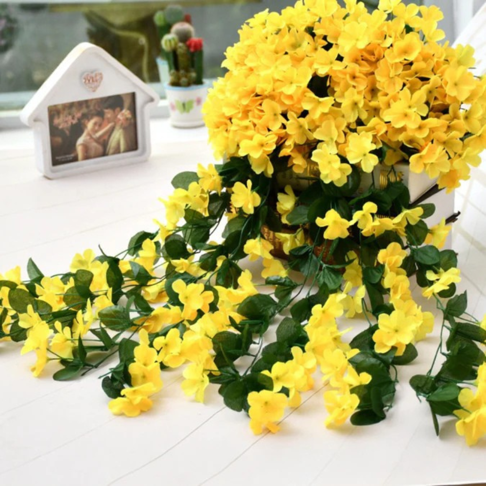 Künstliche Orchidee Cascade 90 cm aus Seidenstoff für Innen- und Außenbereich pflegeleicht