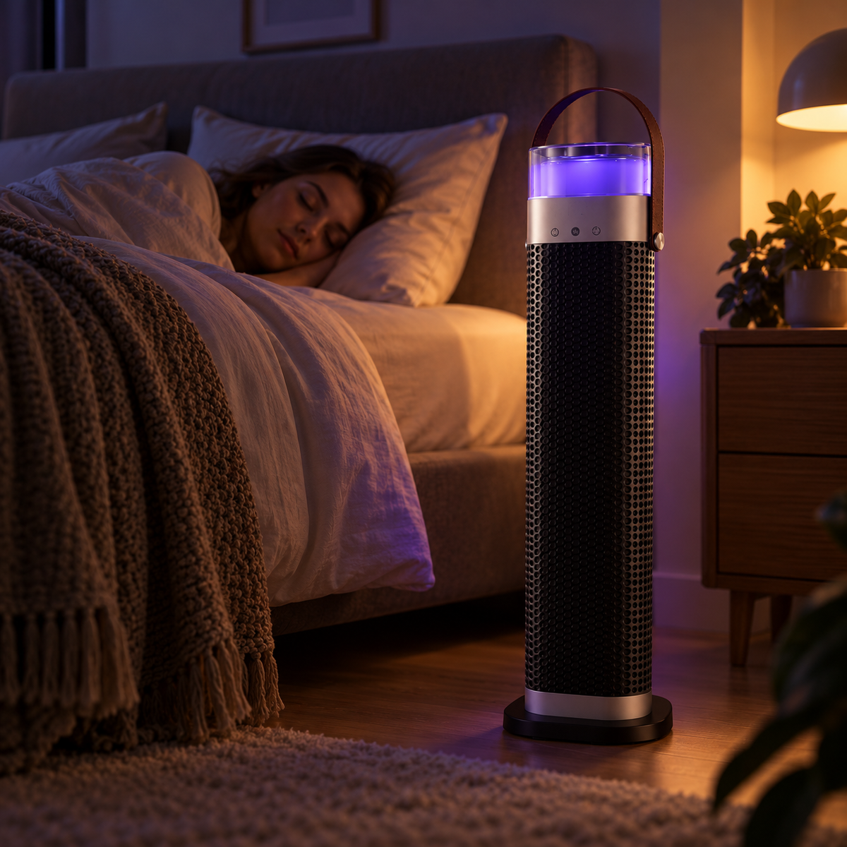 Turmalin Pro Turmheizlüfter 2000W mit Touch-Display, Luftbefeuchter und Ambientelicht