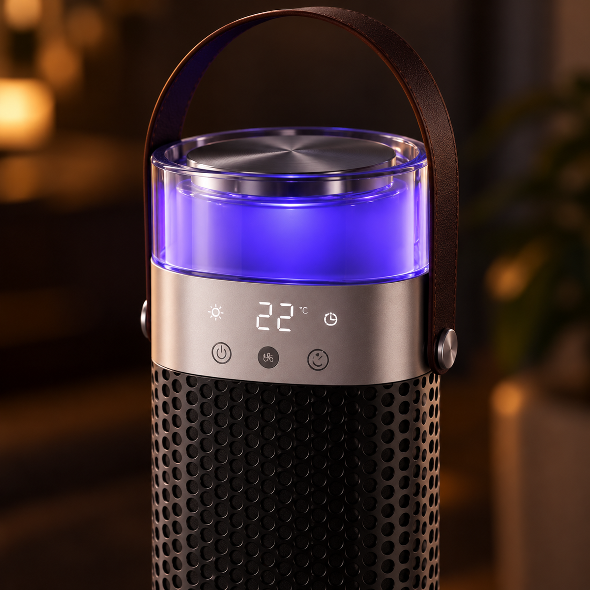 Turmalin Pro Turmheizlüfter 2000W mit Touch-Display, Luftbefeuchter und Ambientelicht