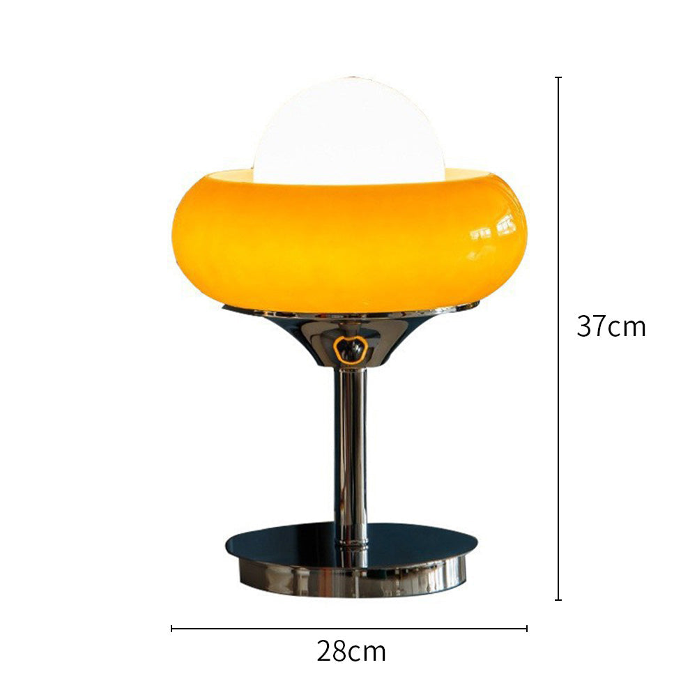 RetroGlow Bauhaus Tischlampe – Glas Gelb Warmlicht fürs Wohnzimmer